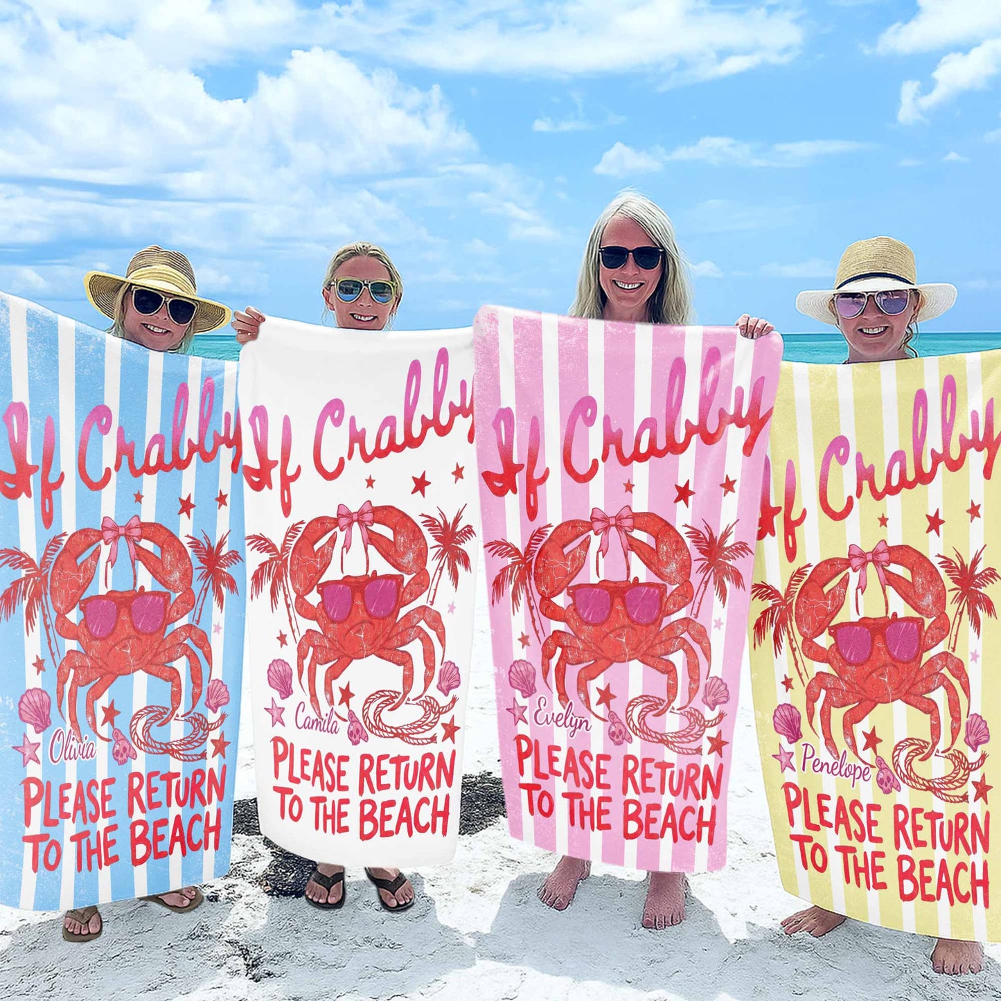 Personalized Microfiber Beach Towel Custom Crab Design Gift Beach Towels GradoCreations