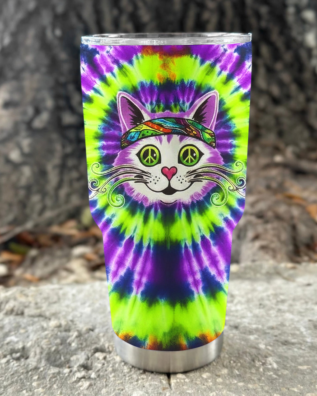 PURPLE GREEN SWIRL CAT TUMBLER - YHHG2101263