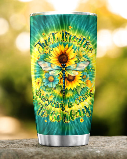 JUST BREATHE DRAGONFLY FLORAL SWIRL TUMBLER - TLHG1304262