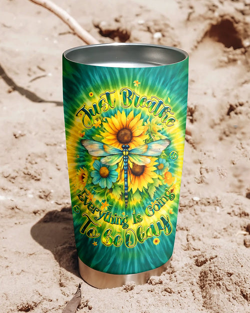 JUST BREATHE DRAGONFLY FLORAL SWIRL TUMBLER - TLHG1304262