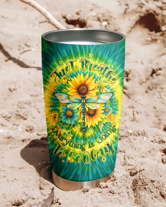 JUST BREATHE DRAGONFLY FLORAL SWIRL TUMBLER - TLHG1304262