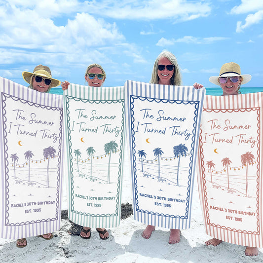 Personalized Beach Towel Custom Name Gift for Birthday Beach Towels GradoCreations