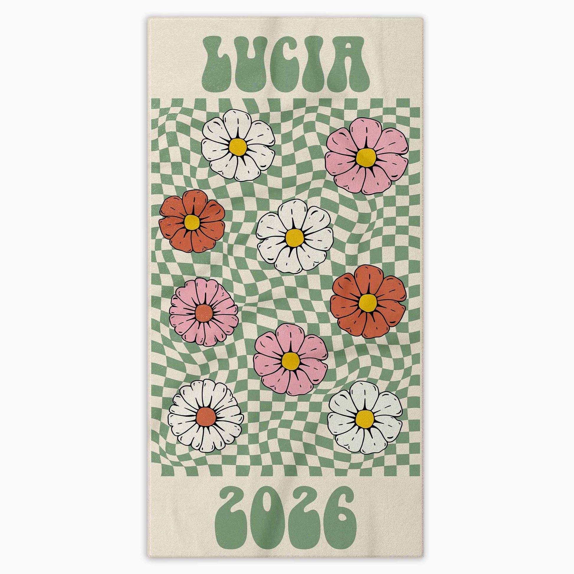Personalized Groovy Beach Towel Custom Name Floral Gift Beach Towels GradoCreations