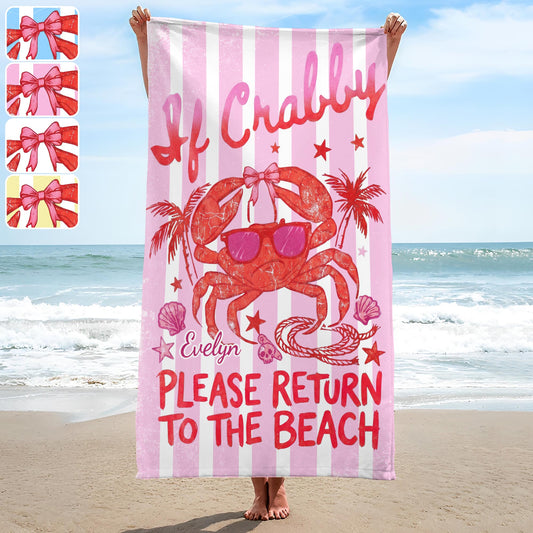 Personalized Microfiber Beach Towel Custom Crab Design Gift Beach Towels GradoCreations