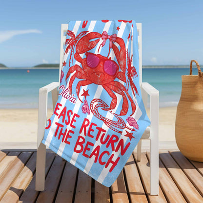 Personalized Microfiber Beach Towel Custom Crab Design Gift Beach Towels GradoCreations