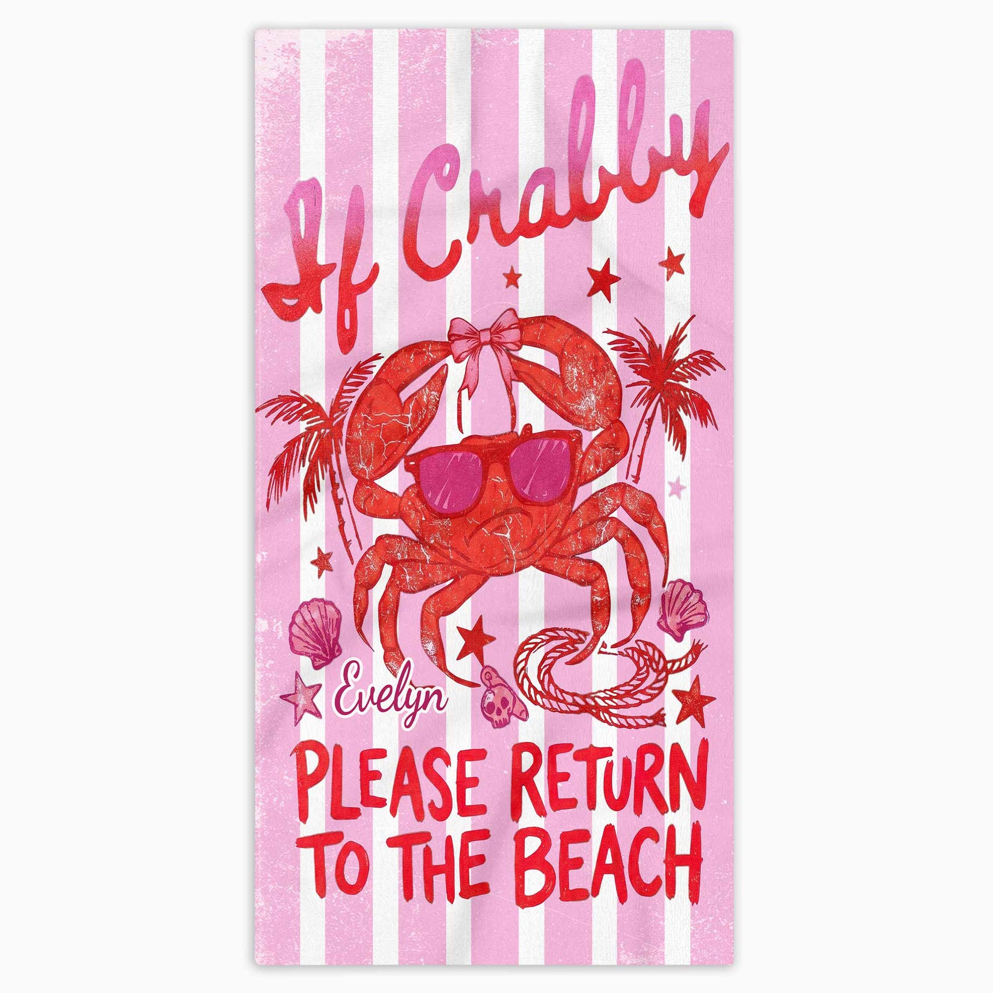 Personalized Microfiber Beach Towel Custom Crab Design Gift Beach Towels GradoCreations