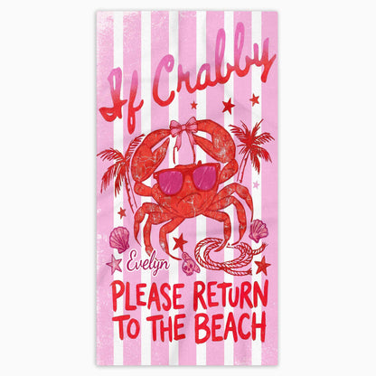 Personalized Microfiber Beach Towel Custom Crab Design Gift Beach Towels GradoCreations
