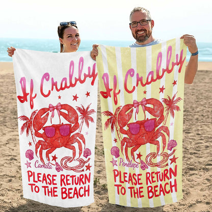 Personalized Microfiber Beach Towel Custom Crab Design Gift Beach Towels GradoCreations