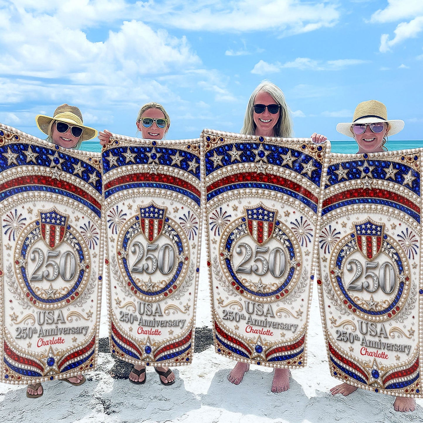 Personalized Microfiber Beach Towel USA Flag Gift Custom Name Beach Towels GradoCreations