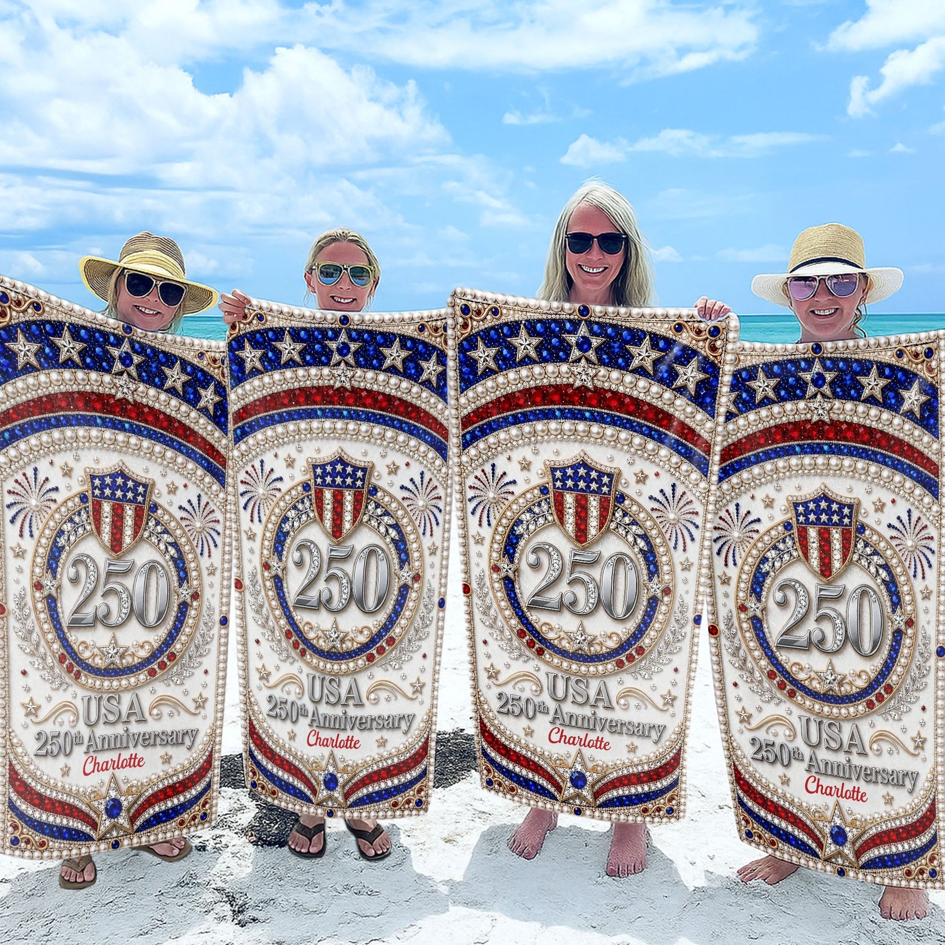 Personalized Microfiber Beach Towel USA Flag Gift Custom Name Beach Towels GradoCreations