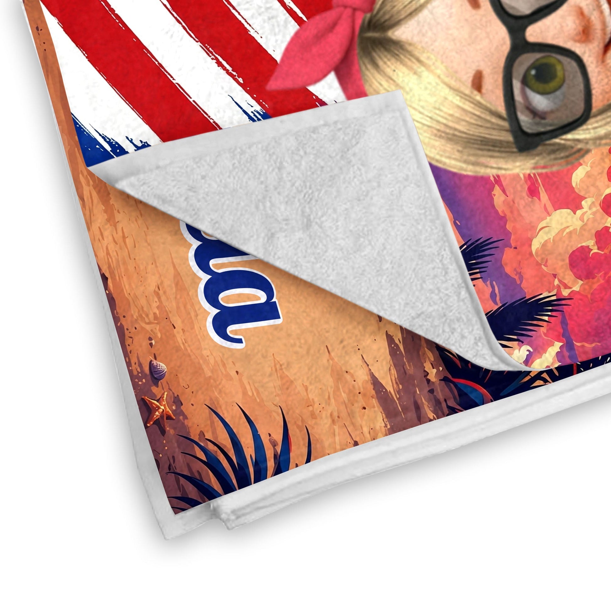 Personalized Microfiber Beach Towel Custom Name Fireworks Gift Beach Towels GradoCreations