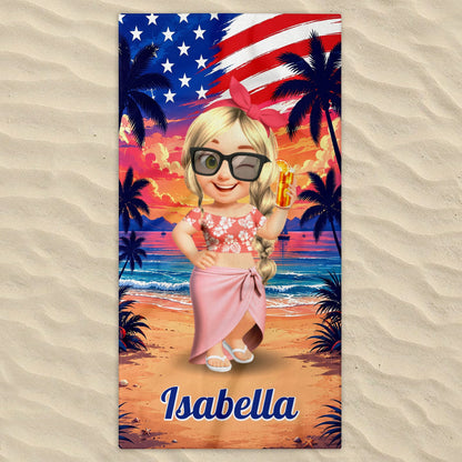 Personalized Microfiber Beach Towel Custom Name Fireworks Gift Beach Towels GradoCreations