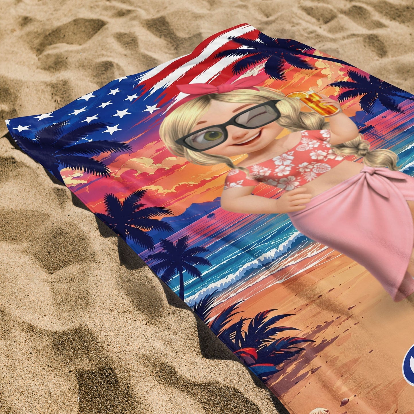 Personalized Microfiber Beach Towel Custom Name Fireworks Gift Beach Towels GradoCreations