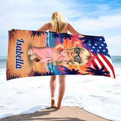 Personalized Microfiber Beach Towel Custom Name Fireworks Gift Beach Towels GradoCreations