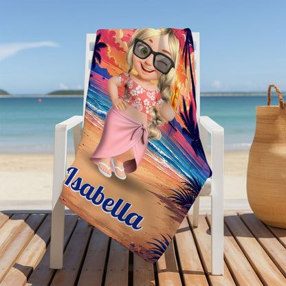 Personalized Microfiber Beach Towel Custom Name Fireworks Gift Beach Towels GradoCreations