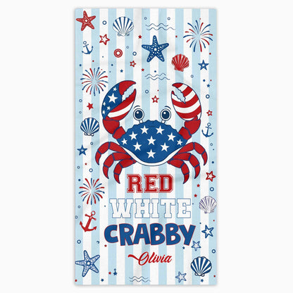 Personalized Crab Beach Towel Custom Name Patriotic Gift Beach Towels GradoCreations