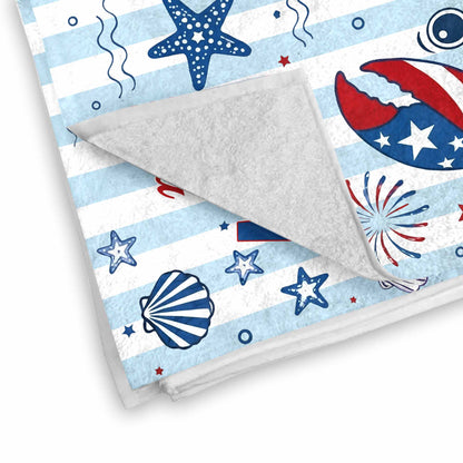 Personalized Crab Beach Towel Custom Name Patriotic Gift Beach Towels GradoCreations