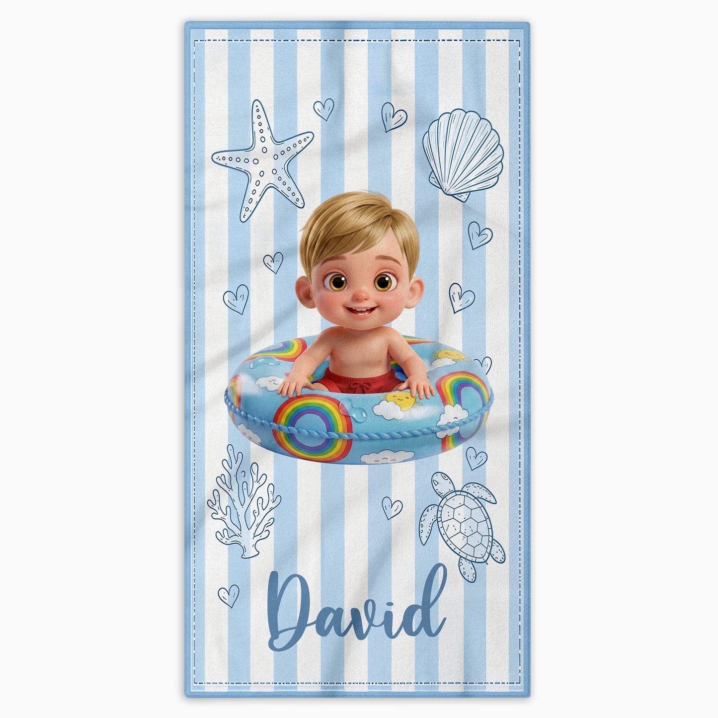 Personalized Beach Towel for Kids Custom Name Colorful Sea Animals Beach Towels GradoCreations