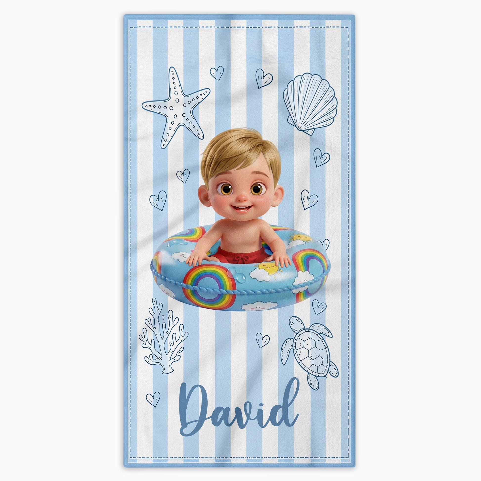 Personalized Beach Towel for Kids Custom Name Colorful Sea Animals Beach Towels GradoCreations