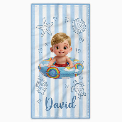 Personalized Beach Towel for Kids Custom Name Colorful Sea Animals Beach Towels GradoCreations