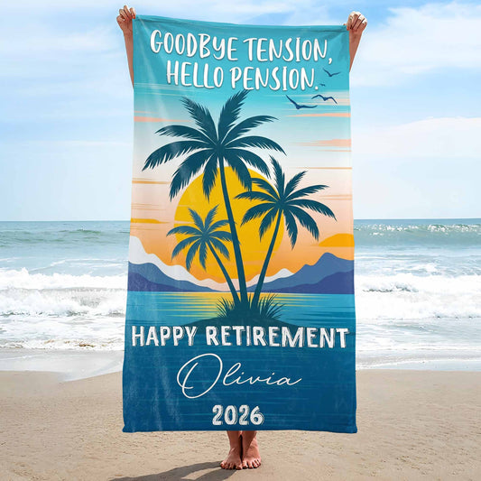 Personalized Beach Towel Custom Name Retirement Gift for Dad Beach Towels GradoCreations