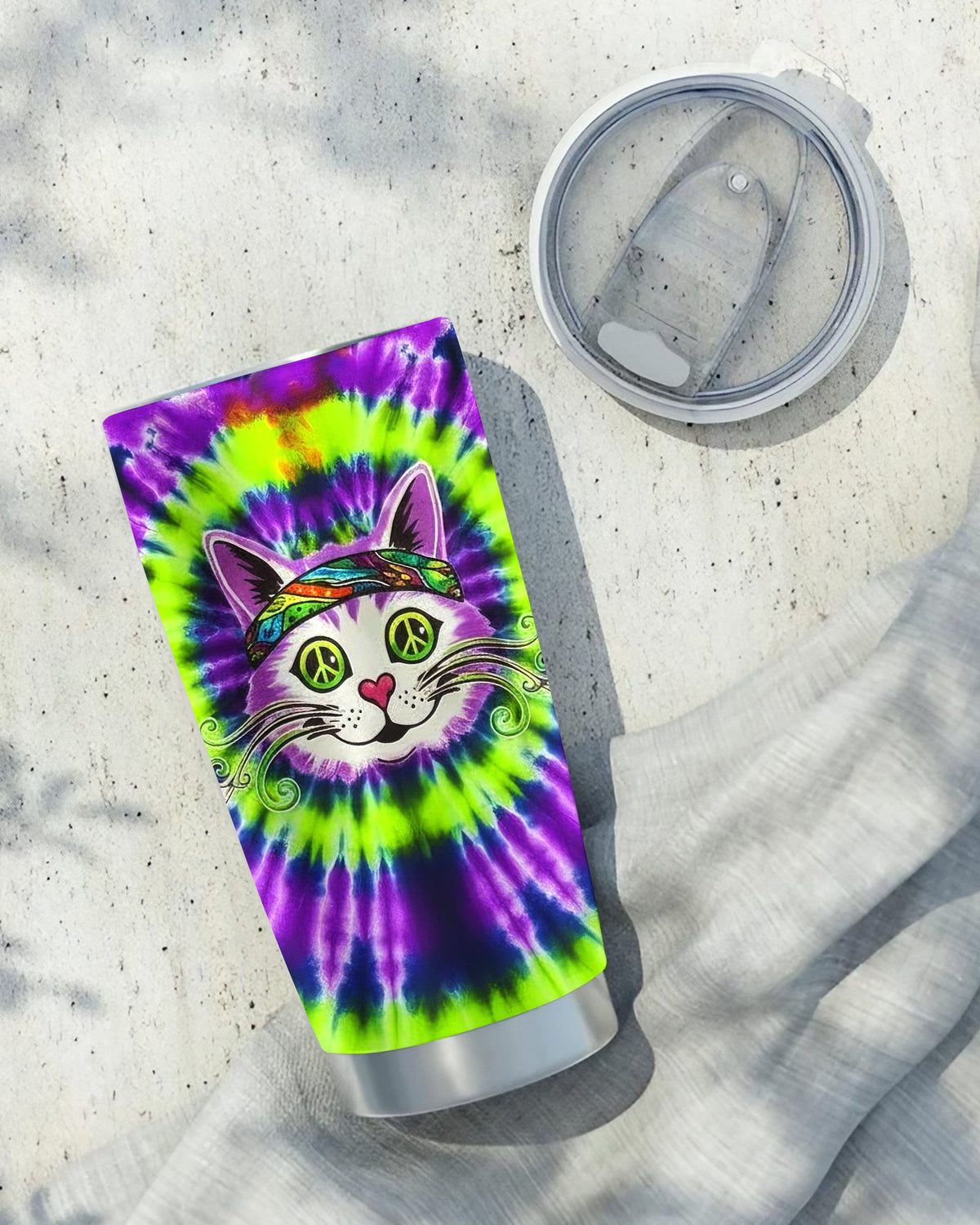 PURPLE GREEN SWIRL CAT TUMBLER - YHHG2101263