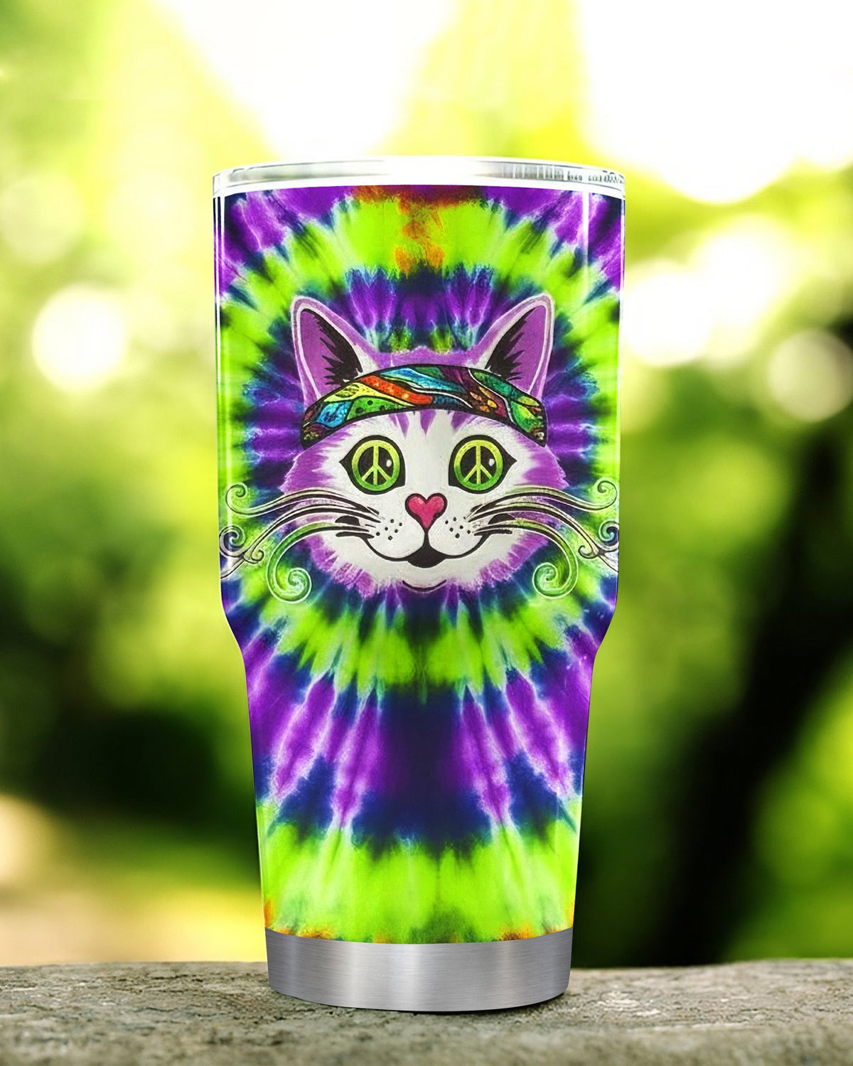 PURPLE GREEN SWIRL CAT TUMBLER - YHHG2101263