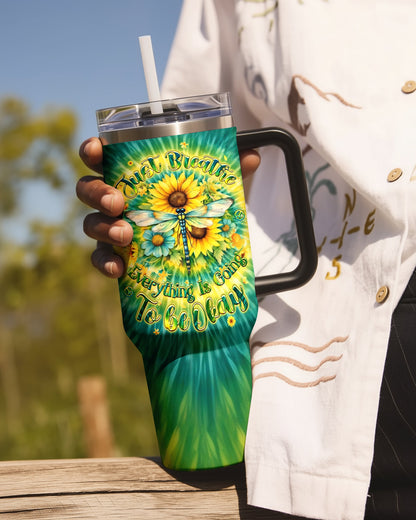 JUST BREATHE DRAGONFLY FLORAL SWIRL TUMBLER - TLHG1304262